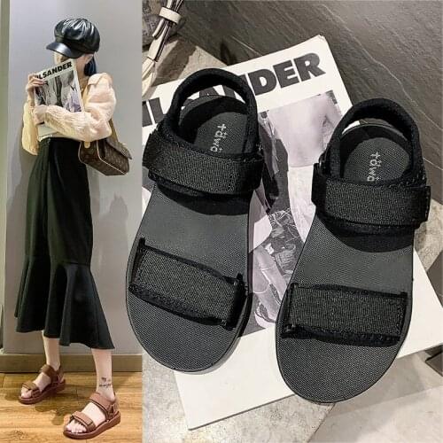 2021 New Hot Summer Sandals Women Slides Flat Beach Shoes Ladies Casual Outdoor Shoes Casual Velcro Comfortable Ladies Shoes