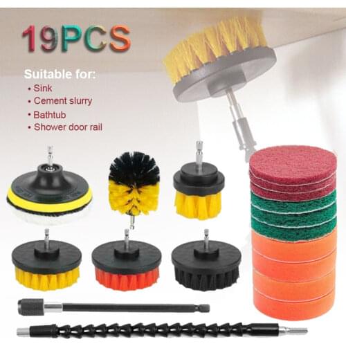 Car Drill Brush Attachment Set Power Scrubber Cleaning Kit Car Wash Brush Clean Tools Polishing Pad Set Power Spin Tub Shower