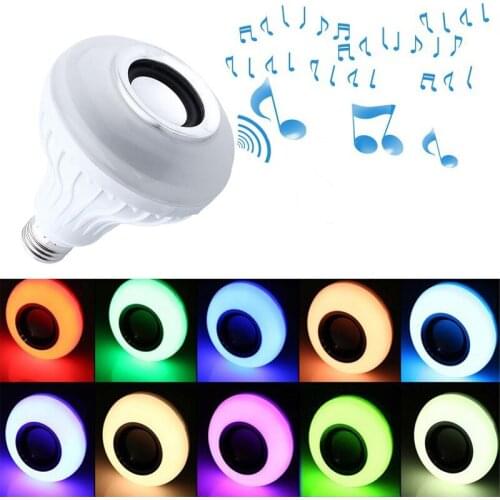 Smart led e27 B22 RGB Bluetooth Speaker LED Bulb Light 12W Music Playing Dimmable Wireless Led Lamp with 24 Keys Remote Control