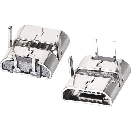 Uxcell 10PCS Micro USB Female Socket Connector 2-Pin DIP 90 Degree Replacement Adapter