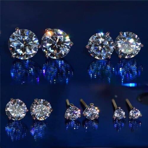 YANHUI Silver 925 Earrings For Women Wedding Fine Jewelry Round 3/4/5/6/7/8mm Zirconia Diamond Stud Earrings Girl Gift E309