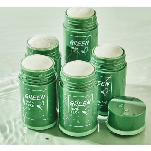 Green Tea Mask Stick Deep Cleansing Moisturizing Clay Stick Mask Oil-control Whitening Mask Rotatable Mask Shrink Pore Acne