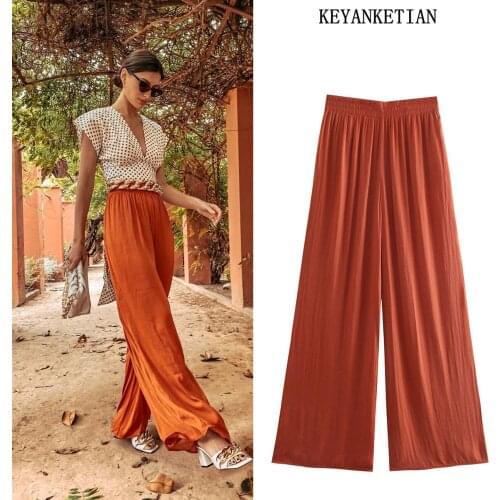 KEYANKETIAN Summer thin straight leg casual pants women trousers fashion elastic stretch trousers wide leg pants women
