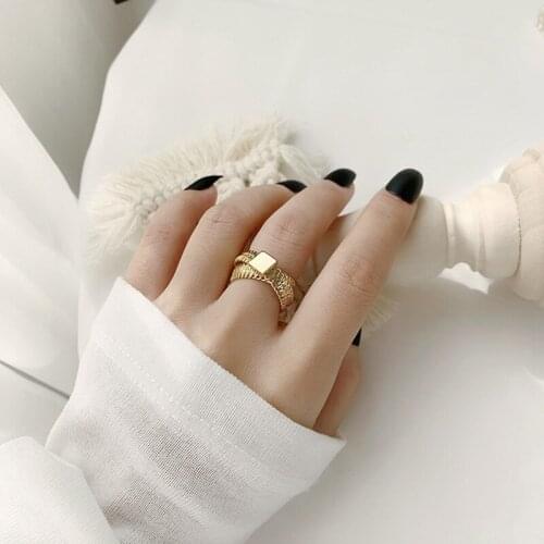 Snake Bone Chain Weaved Gold Ring Fashion Double Layered Twisted Crossed Geometric Rings for Women 2020 Vintage Minimalist Ring