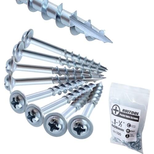 100pcs Pocket Hole Screws 25-63mm Coated Cross Self Tapping Screw ST4 Drive Screw for Pocket Hole Jig System