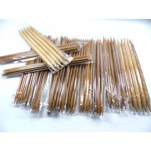 15size/set 10set/lot Straight Bamboo Needle Carbonized Double Pointed Carbonized Bamboo Knitting Needles Craft DIY Knit Tool Kit