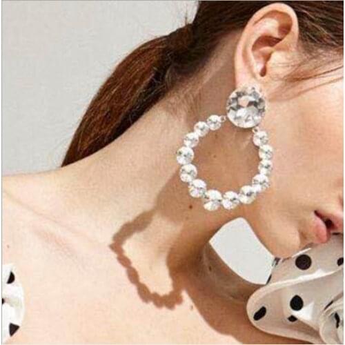 2021 Fashion Summer New Luxury Crystal Drop Earrings Women Fashion Temperament Party Gift Girls Round Earrings Jewelry
