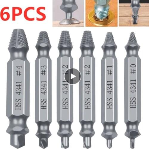 6 PCS Damaged Screw Extractor Drill Bit Set Stripped Broken Screw Bolt Remover Extractor Easily Take Out Demolition Tools Home