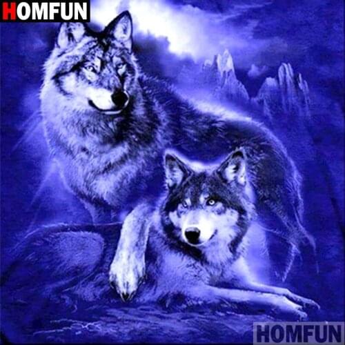 Homfun Full Square/Round Drill 5D DIY Diamond Painting "Animal wolf" 3D Embroidery Cross Stitch Home Decor Gift A12149