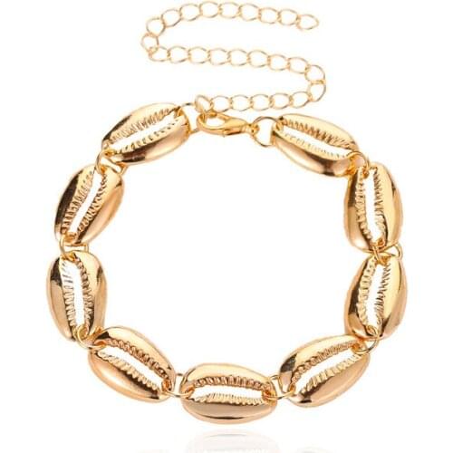 Anklets For Women Gold Silver Color Metal Shell Conch Foot Jewelry Beach Barefoot Bracelet Ankle on Leg Accessories Link Chain