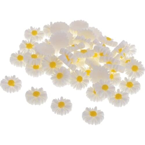 50x Resin Flower Daisy 13mm Embellishment Cabochon Decoden Scrapboking Craft