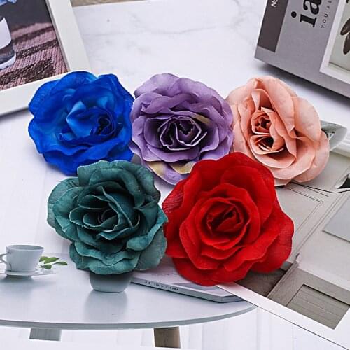 5/20pcs 9cm Large Artificial Silk Rose Flower Head For Wedding Party Decoration DIY Scrapbook Gift Box Craft Fake Flowers