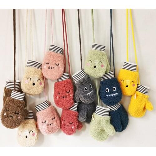 Baby New Cute Face Gloves Winter Knit Wool Newborn Mittens Velvet Thick Children Kids Keep Finger Warm For Toddler 1-4 Years Old