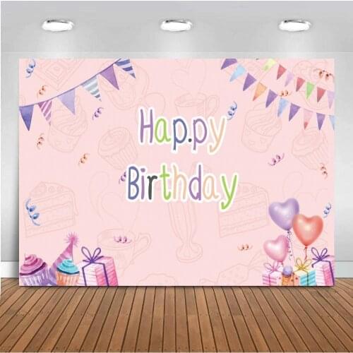 Children Dinner Party Banner Deocration Backdrops Watercolor Happy Birthday Newborn Baby Photo Backgrounds