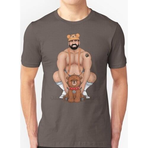 Daddy Bear Short Sleeves T-Shirt Men Fashion Summer Tops 100％ Cotton Funny Tee Shirt Barebeef Bear Art S Tshirt Bears Bear Woof