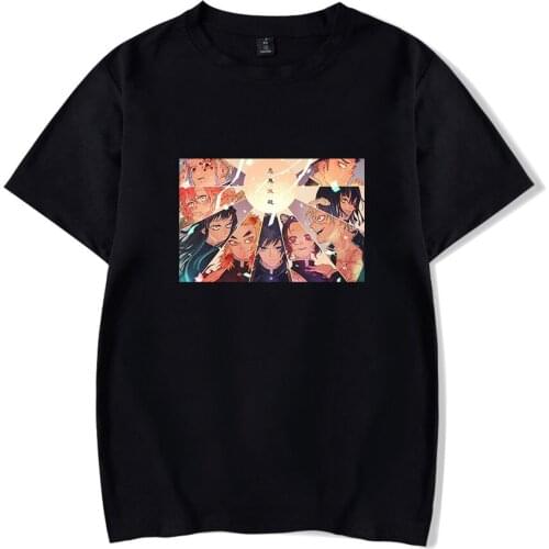 Summer Casual Print Demon Slayer T-shirt Men Women Tops New Kimetsu no Yaiba Harajuku Short Sleeve Boys Girls Black Tees