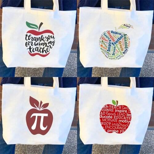 Peace Love Teach Teacher Life Canvas Shopping Bag Gift for Teachers Fashion Women Casual Shoulder Bags Reusable Large Capacity