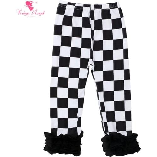 Kaiya Angel 2017 Hot girls black leggings wholesale Halloween Christmas baby kids toddler infant boutique floral ruffles pants