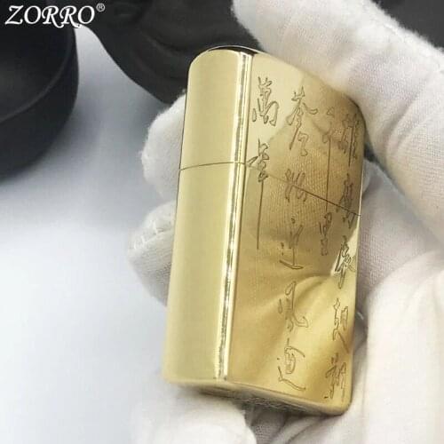 Zorro Kerosene Lighter Pure Copper Brass Classic Eagle wings Pattern Handicraft Gasoline Oil Lighter Gift