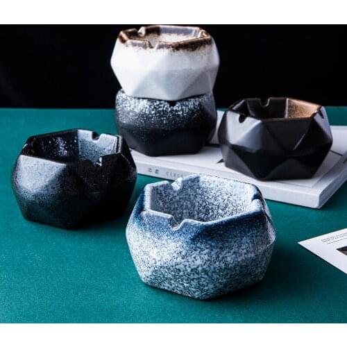 Chinese Retro Color Glaze Ceramic Creative Ashtray Cigar Ashtray Home Office Living Room Table Accessories Gift for Boyfriend