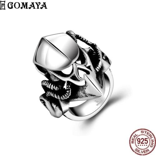 GOMAYA 316L Stainless Steel Skeleton Rings For Men And Women Black Fashion Punk Neo-Gothic Vintage Ring Party Fine Jewelry