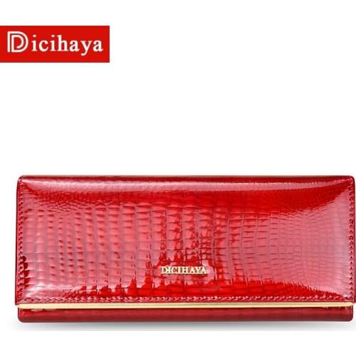 DICIHAYA Genuine Leather Women Wallets Multifunction Purse With Card Holder Long Wallet Clutch Bag Ladies Patent Leather Wallets