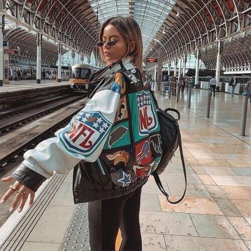 Verão oversized jaquetas imprimir jaqueta de beisebol feminino casal bombardeiro unisex racer jaqueta varsity hiphop streetwear
