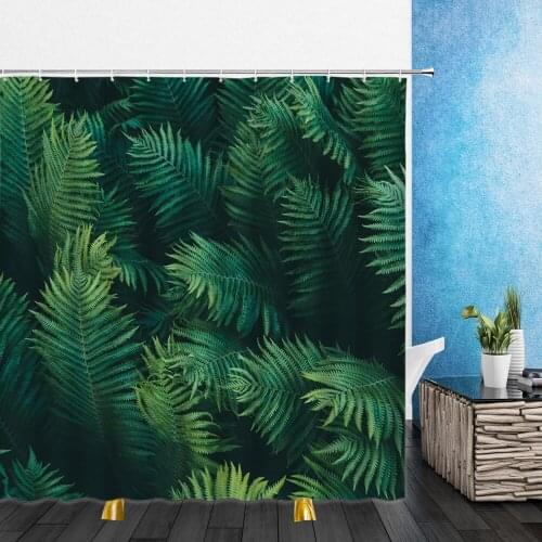Leaf Shower Curtains Summer Green Palm Leaves Plant 3D Print Scenery Waterproof Bathroom Home Decor Bathtub Polyester Curtain