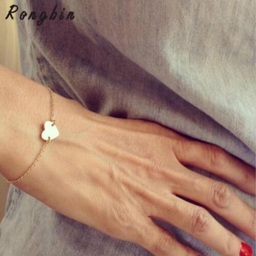 Min 1pc Newest Fashion Accessories Cute Gold Color Hand Heart Or Triangle One Love Jewelry Chain Bracelet For Women Girl