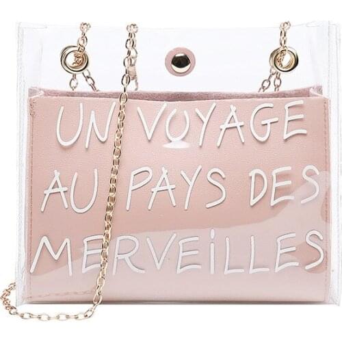 Fashion Jelly Shoulder Bag For Lady Summer Women Mini Travel Bag PVC Transparent Female Messenger Bag With Chain