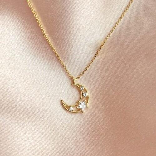 Fashion Moon Star Necklaces Stainless Steel Chain Necklace Silver Plated Female Chains New Fashion Jewelry Girlfriend Gift