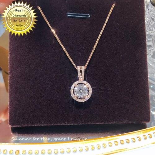 Real 18K gold necklace natura 0.5ct diamonds necklace H-M014
