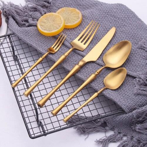 2019 New Gold Cutlery Set Spoons Forks And Knives 18/10 Stainless Steel Western Kitchen Food Tableware Dinner Set Dropshipping