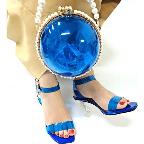 New Fashion Italian High Shoes With Matching Transparent Bags African Women Shoes and Sac Set For Party Summer Sandals b17-12