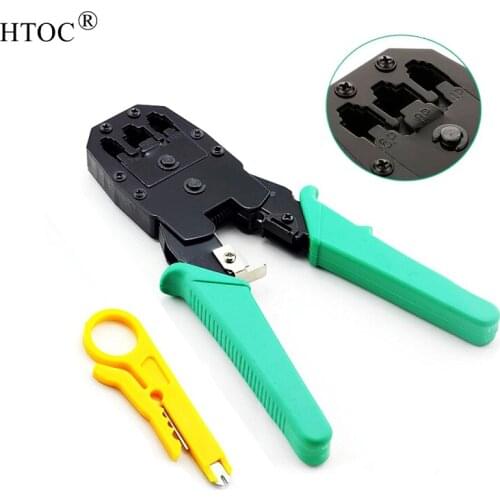 HTOC Network Crimper,Cable Stripper Cutter - RJ11 RJ12 RJ45 Connector Crimper Pliers, Crimping Hand Tools
