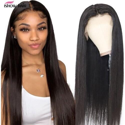 Ishow Hair Lace Front Human Hair Wigs Straight Pre Plucked Baby Hair 8-26 Inch 13x6x1 Malaysian Remy Human Hair Lace Front Wigs