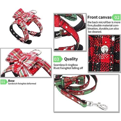 Christmas Dog Vest Harness Collar Leash Quick Release Doggie Microfiber Leather Material High Quality Pet Supplies Accessories