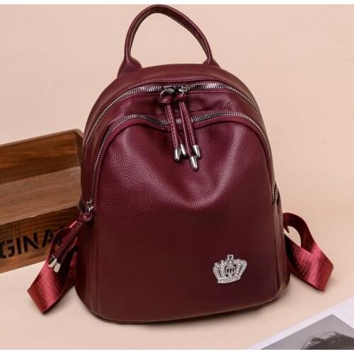 Fashion Women Backpacks High Quality Soft PU Leather Ladies School Bags Female Shoulder Bag Travel Bag Softback Daypack Green