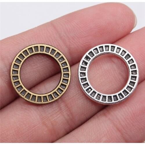WYSIWYG 10pcs 19x19mm Circle Connector Charms For DIY Jewelry Making Antique Bronze Color Small Circle Pendants Charm