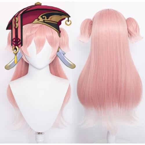 Yanfei Wig Genshin Impact Cosplay Women Long 75cm Hair Pink Gradient Wig Cosplay Anime Cosplay Wigs Heat Resistant Synthetic Wig