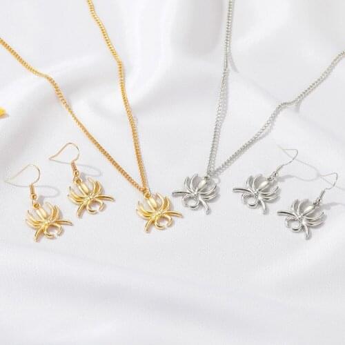 Jewelry Sets For Women Spider Necklace Earrings Set Halloween Jewellery Gold Silver Color Earrings Necklace Set Jewelry S164