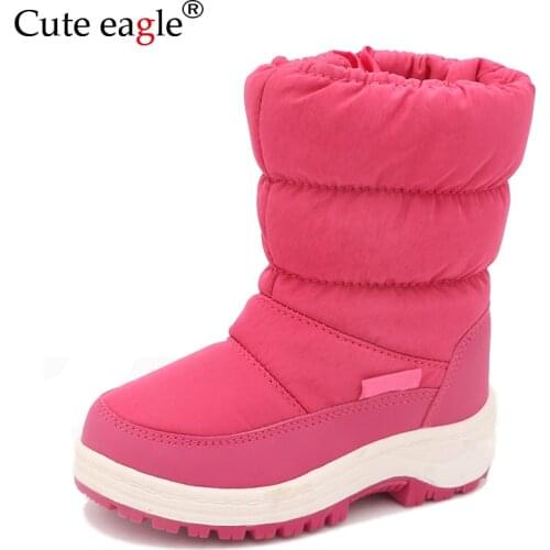 Cute Eagle Winter Girls Nonslip Snow Boots Kids Mountaineering Skiing Warm Snowshoe School Outdoor Activities Eu Size 22-33