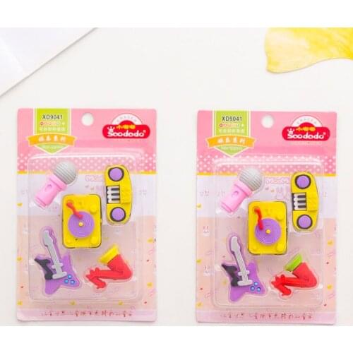 10 set/lot Creative Parties for Musical Instruments blister-card eraser / rubber eraser suit / student eraser/toy children gift