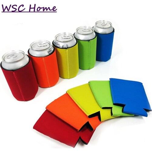 10pcs Beer Sleeve Camping Can Cup Soda Cover Neoprene Drink Cooler Bottle Outdoor Sleeve for Party Wedding Birthday Random Color
