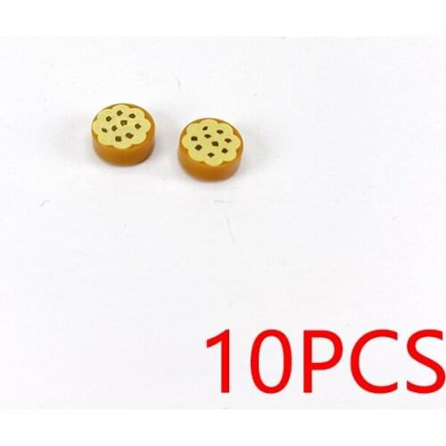 10PCS Print Sushi Cake Pattern 1x1 Round MOC Building Blocks Tile Construction Classic Brick Toys Kids Learning Education