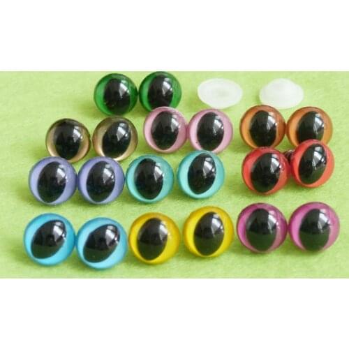 100pcs 12mm multicolor plastic safety toy cat eyes & washer for diy doll materials---color option