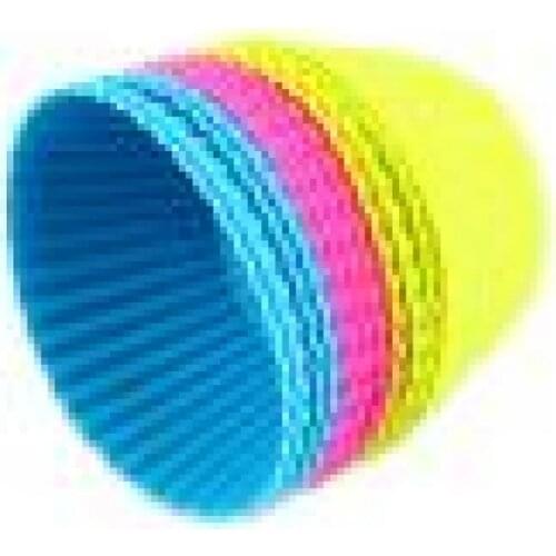 12Pcs Silicone Mold Soft Round Cake Muffin Chocolate Pizza Bread Ice Cube Cupcake Liner Bakeware Baking Cup Mold Oven Microwave