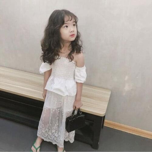2020 Summer Baby Toddler Kids Set Children Girl Clothes Girls Clothing Sets White Blouse Tops + Lace Skirt 2 Pcs Suit JW5179A