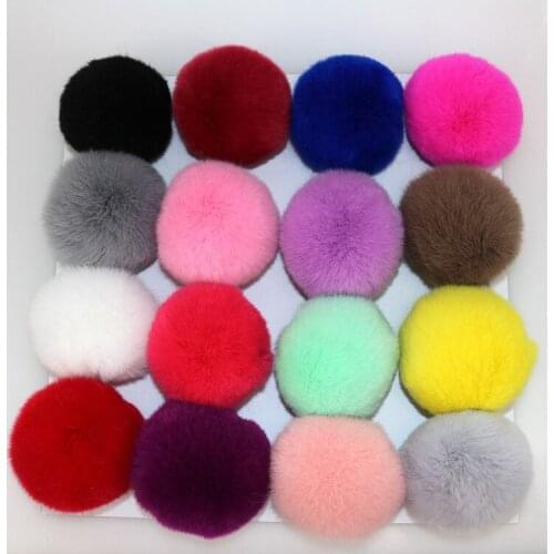 30pcs/lot DIY 6cm Real Rabbit Fur Ball pompom for keychains bags hats and scarf pom pom Wholesale