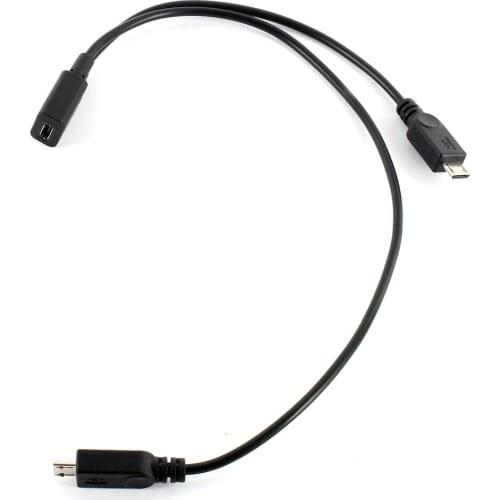 5pcs/lot Micro USB 2.0 Splitter Y 1 Female to 2 Male Data Charge Cable Extension Cord Cable Adapter